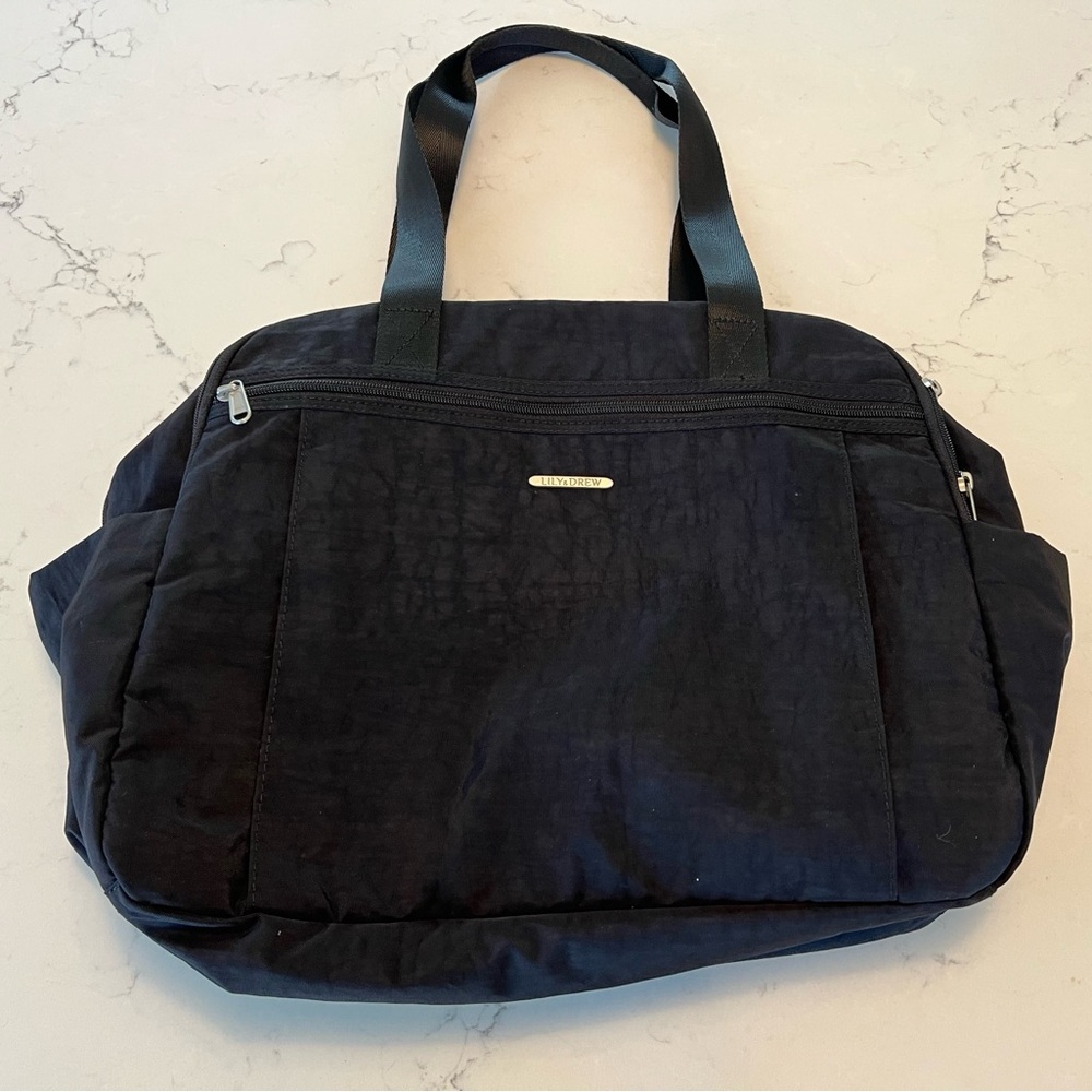 Lily & Drew Weekender Travel Carry-on black bag luggage slip - no shoulder strap